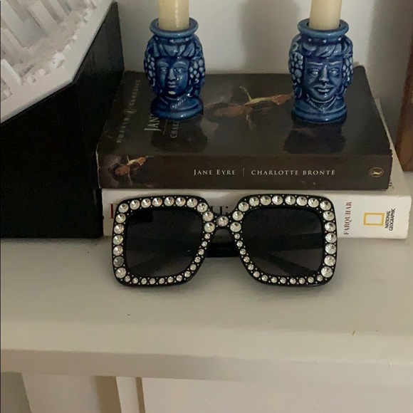 Black Faux-Christals Sunglasses - Picture 1 of 1